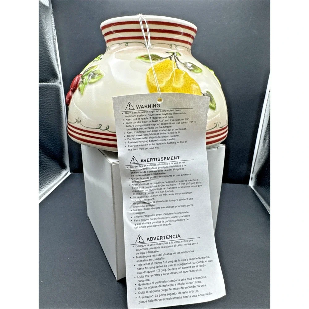 Home Interiors Jar Candle Capper Shade Topper Fruit Lemons‎ and Cherries
